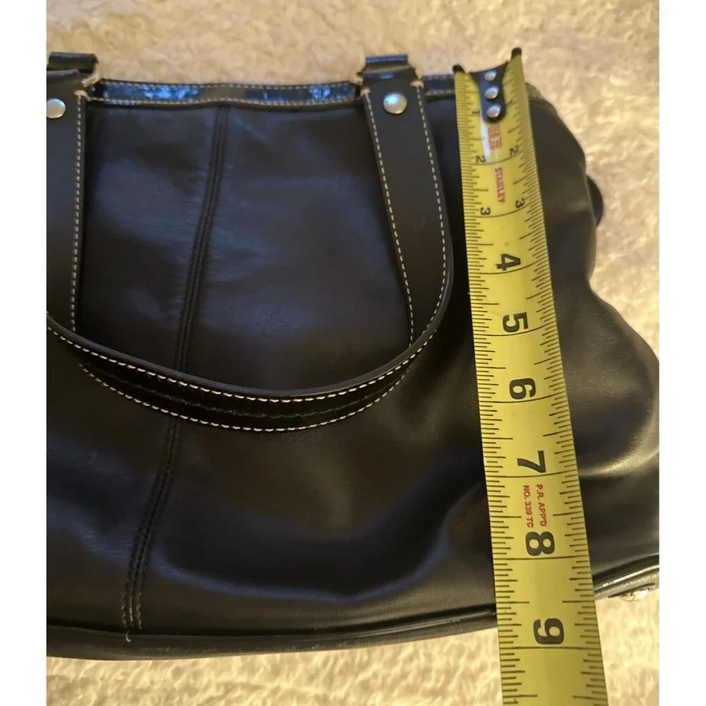 COACH F14866 Y2K Black Leather Handbag LAURA Carryall Kisslock Satchel MSRP $378 - Picture 2 of 11